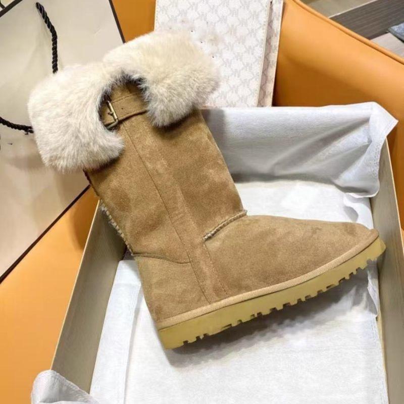 Kälte abhalten, Frostschutz und warm, hohe Baumwollschuhe, Schneestiefel mit dicker Sohle, gefüttert und verdickt, neue Gürtelschnalle im Herbst und Winter