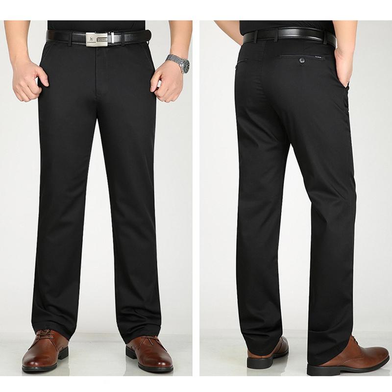 

Мужские дышащие повседневные брюки с высокой талией, мягкие удобные прямые брюки для мужчин, легкие деловые рабочие брюки с плоской передней частью и карманом 32