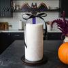 Country Style Home Accents Halloween Paper Towel Roll Holder, Ghost/Pumpkin/Witch's Hat/Bat Decor, Durable Festive Gift Wood Standing Reel for Kitchen
