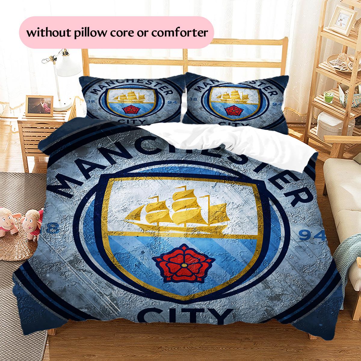 

Manchester City Pattern Bedding Quilt Set Home Decoration Gift (1 * duvet cover + 2 * pillowcase without core) 135x200cm