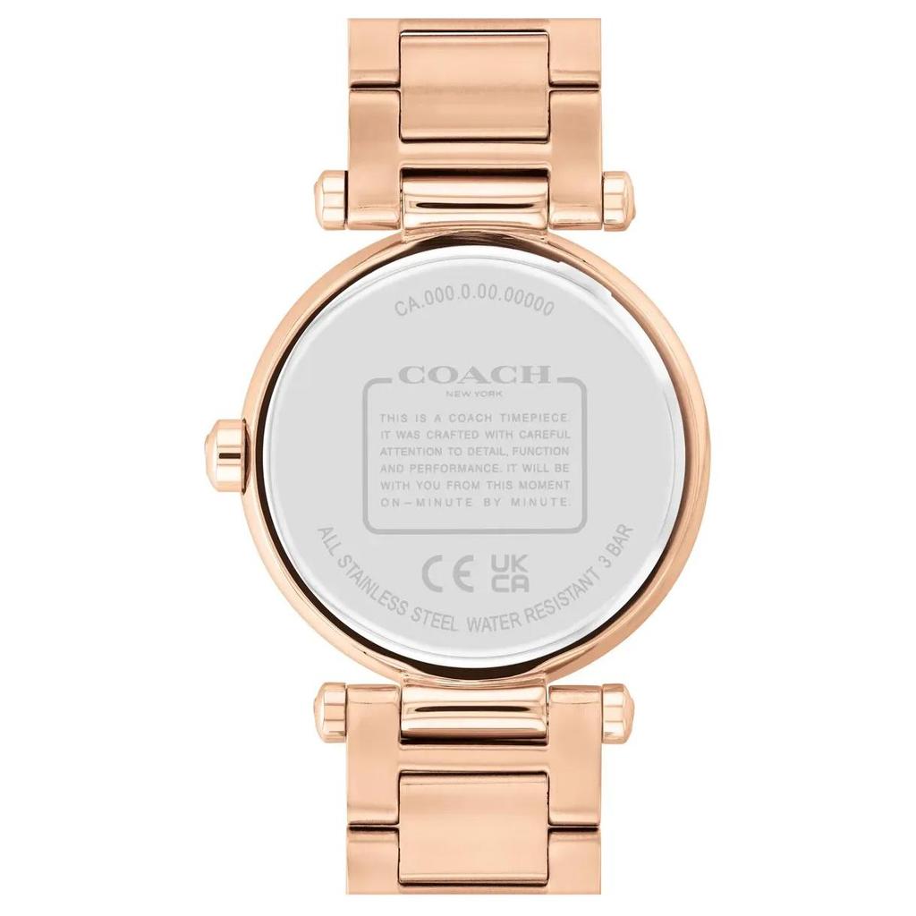 Coach Cary Quartz Watch Stainless Steel Strap 39Mm Rose Gold Dial 30M Water Resistant Women Watches 14504254