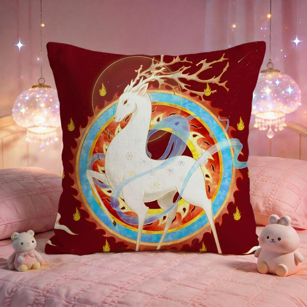 Fantasy NineColored Deer Cushion Cover Premium Comfort Reversible Pillow Cove Two in One Design for Any Room  Car Interior