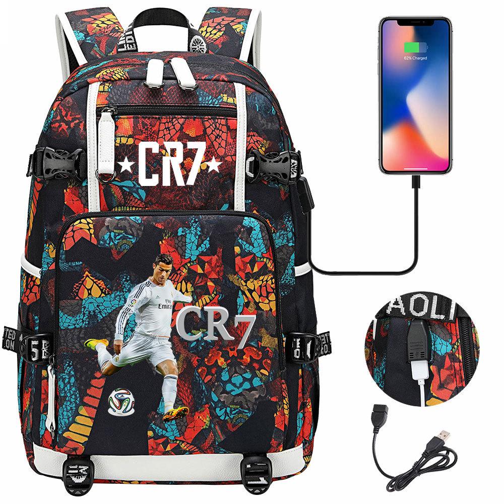 Youth Student Backpack with Soccer Star Print, Casual Travel Daypack for Boys and Girls, Large Capacity, Comfortable Shoulder Straps