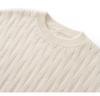 Women's 100% Pure Cashmere Hollow Out Cable Knit Round Neck Sweater - Autumn Winter Retro Pullover