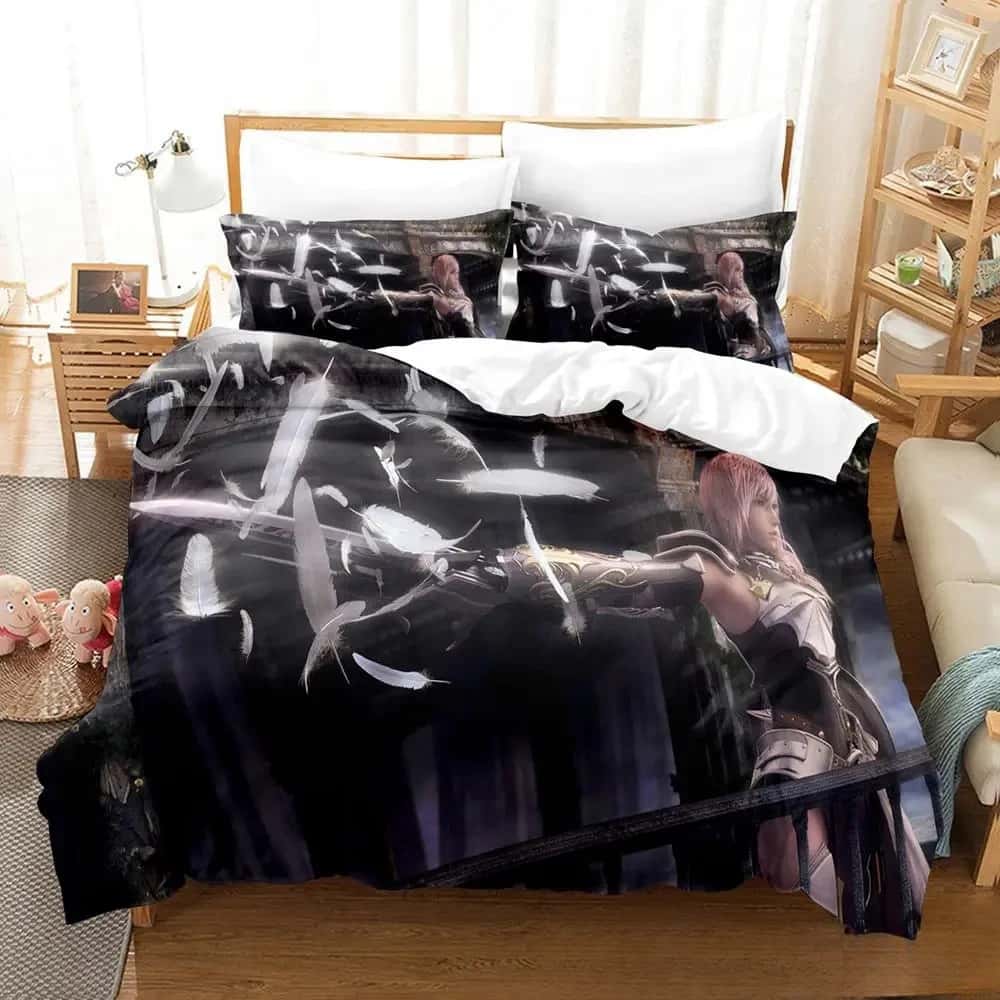 New 3D Printed Anime Game FINAL FANTASY XIII-2 Bedding Set Boys Girls Twin Queen King Size Duvet Cover Pillowcase Bed Boys Adult