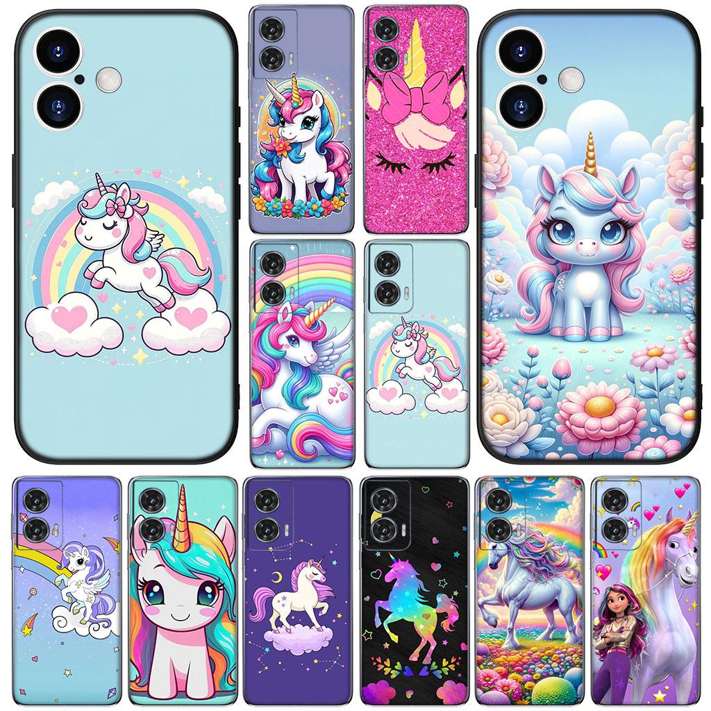 Cover for Samsung Galaxy S25 S24 S23 Fe Ultra Plus S7 Edge A05 A06 A16 A55 A15 A35 Casing Phone Case Unicorn Cartoon Horse
