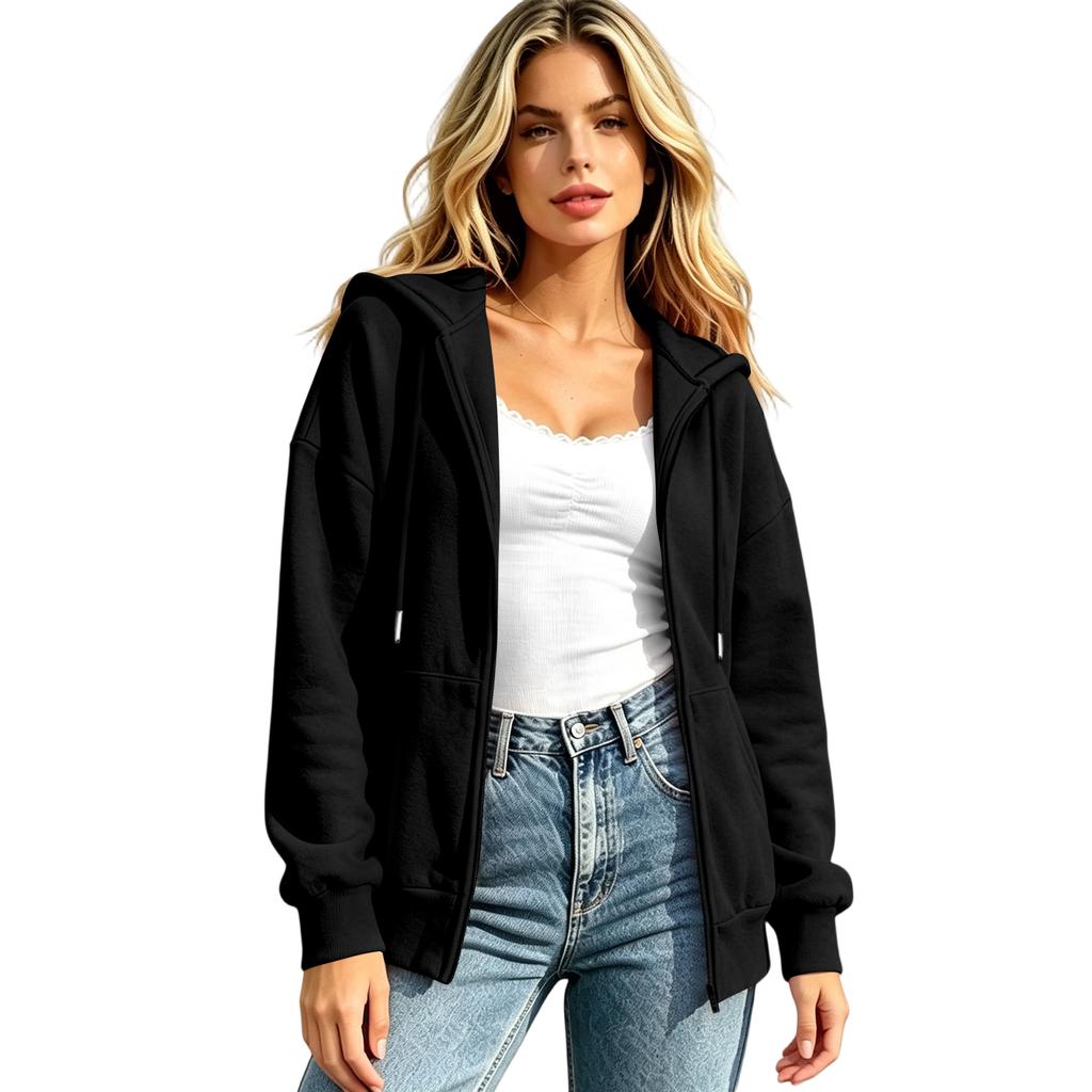 Women's Oversized Zip Up Hoodie Long Sleeve Casual Sweatshirt