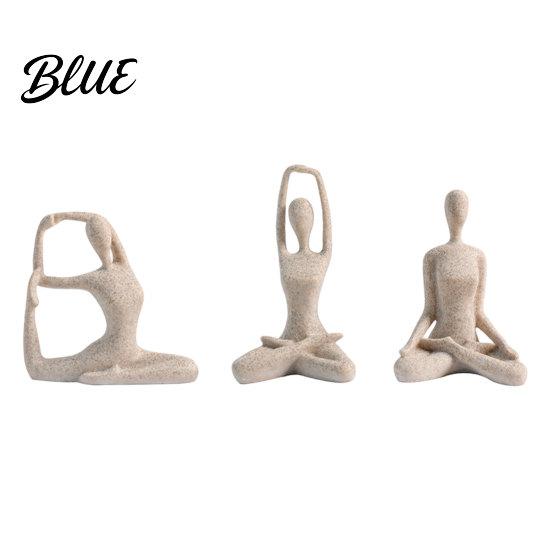 Contemporary Interior Accents 3Pcs Abstract Yoga Figure Sculpture Set Hollow Dancer with Glossy