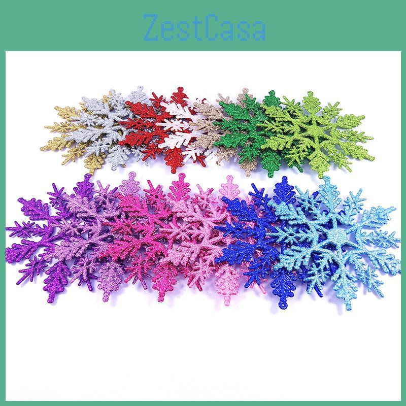 Funkelnde und farbenfrohe 12 Stück Weihnachtskugel-Christbaumkugeln Glitzer Schneeflocke Hängeornamente 10 cm