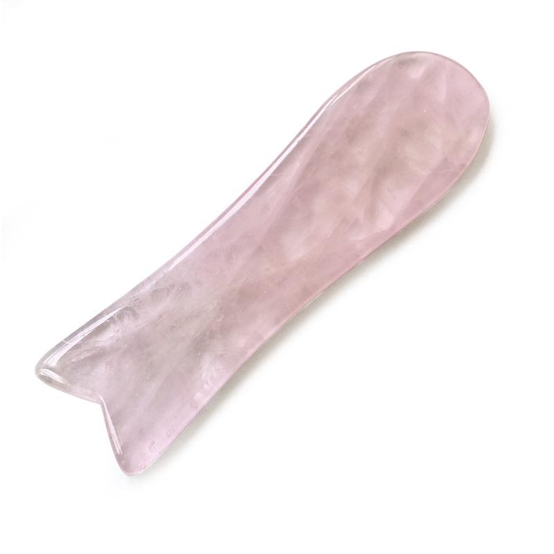 Set Gua Sha din Cuarț Roz în Formă de Inimă și Roller Facial din Cristal de Jad