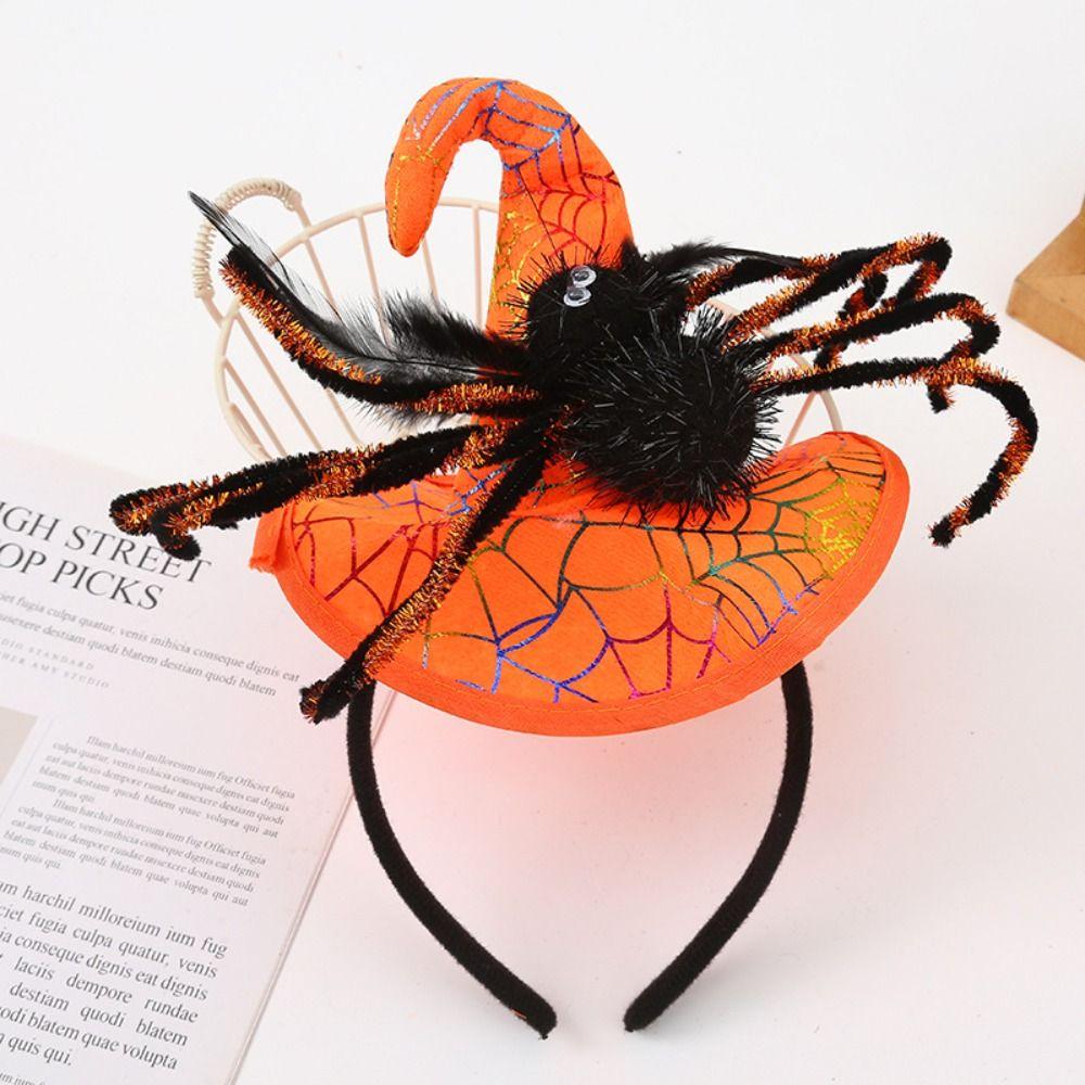 Spider Halloween Witch Hat Headband Sequin Cone Hat Hair Hoop Halloween Party Hair Band  Kids