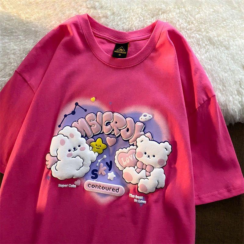 

Женская летняя популярная футболка с короткими рукавами из хлопка, дышащая, свободная футболка с принтом, повседневная XL