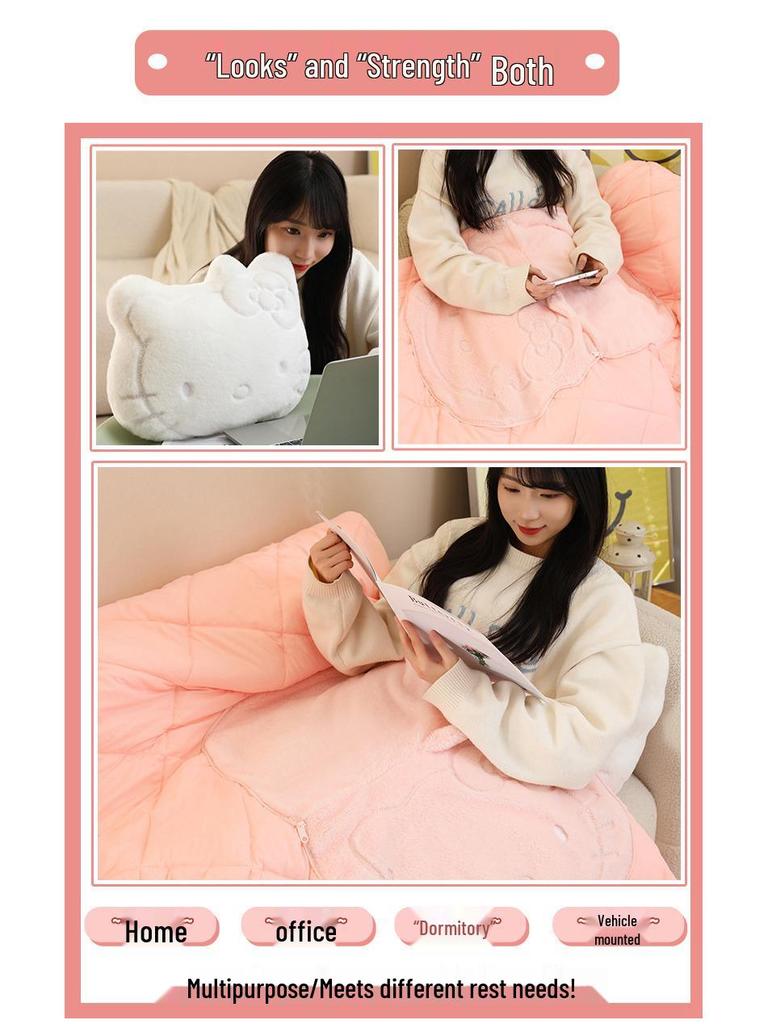 Hello Kitty Dual-Use Pillow Blanket: Office Nap Pillow & Car Blanket