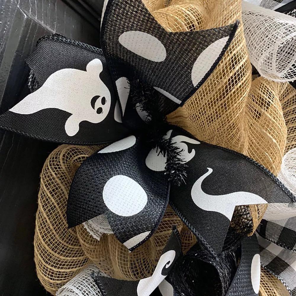 40cm Halloween Wreath Decorations Large Scary Halloween Plush Ghost Garland Holiday Decor Horror Wreath Front Door Wall Ornament