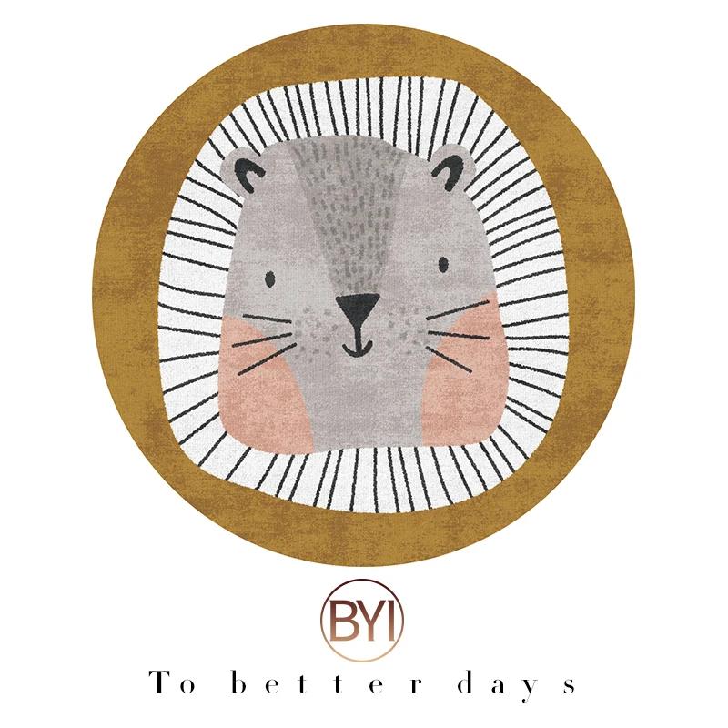 Cartoon Carpets for Living Room Cute Bedroom Decor Round Rugs Non-slip Chair Floor Mat Children's Room Bedside Carpet Study Rug