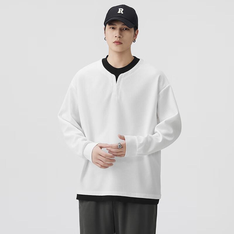 

TOM ADAM Men s Retro Faux Two-Piece Henley Sweatshirt 3XL