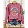 Women's Letter Print Long Sleeve English letter print, round neck, casual style, loose fit, autumn and winter T Shirt Fashionable vintage-style tops