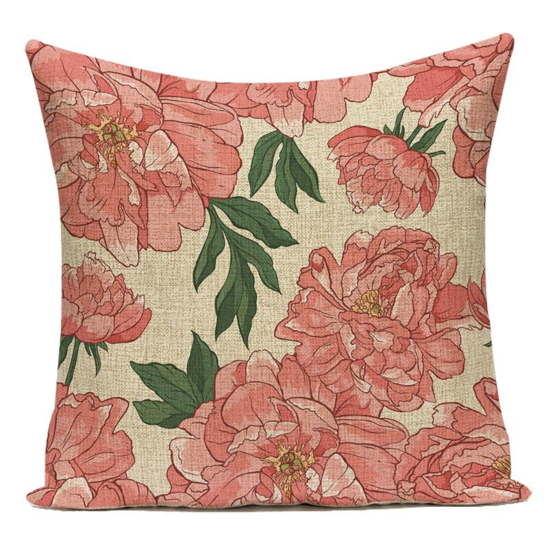 Polyester Cojines Decorativos Para Sofa Farmhouse Decor Flower Floral Pillow Cover Decorative Cushion Cover For Living Room