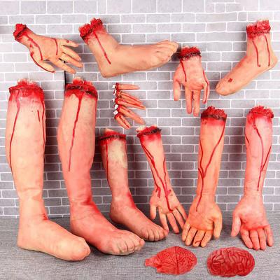 Adereço de Halloween Sangrento Assustador Órgão Falso Cérebro Humano Partes do Corpo Mão Falsa Dedo Perna Pé Cérebro Coração Acessórios de Festa