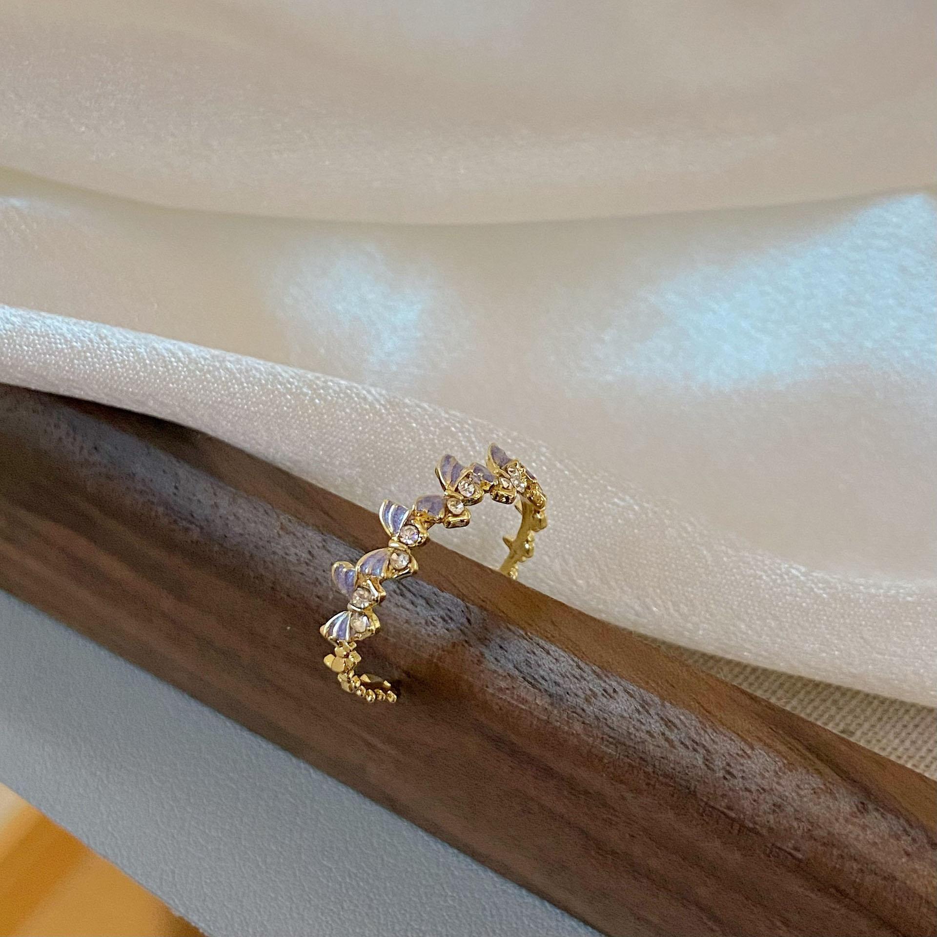 

Кольцо-бабочка в стиле ретро с эмалью, женское, с регулируемым открыванием в виде бабочки, изысканные ювелирные изделия