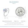 WOSTU 925 Sterling Silver Rainbow Moonstone Four Leaf Clover Ring Women Shiny Open Lucky Rings Girl Party Birthday Jewelry Gift