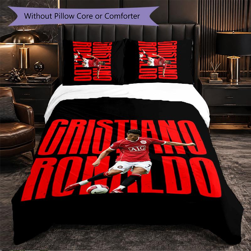 Biancheria da Letto a Tema Cristiano Ronaldo Set 3 Pezzi Copripiumino Biancheria da Letto Decorativa per Stanza Adolescenti Decorazione Casa