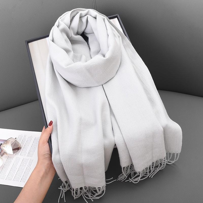 Womens Winter Warm Scarf Knitted Faux Cashmere Solid Color Thick Cozy Neck Wrap Stylish Everyday Accessory