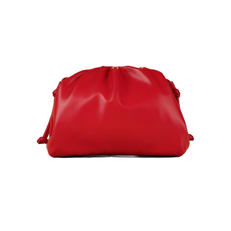 Women's 2024 Soft Leather Pleated Handbag - Evening, Shoulder, and Messenger Bag with Solid Color Texture.