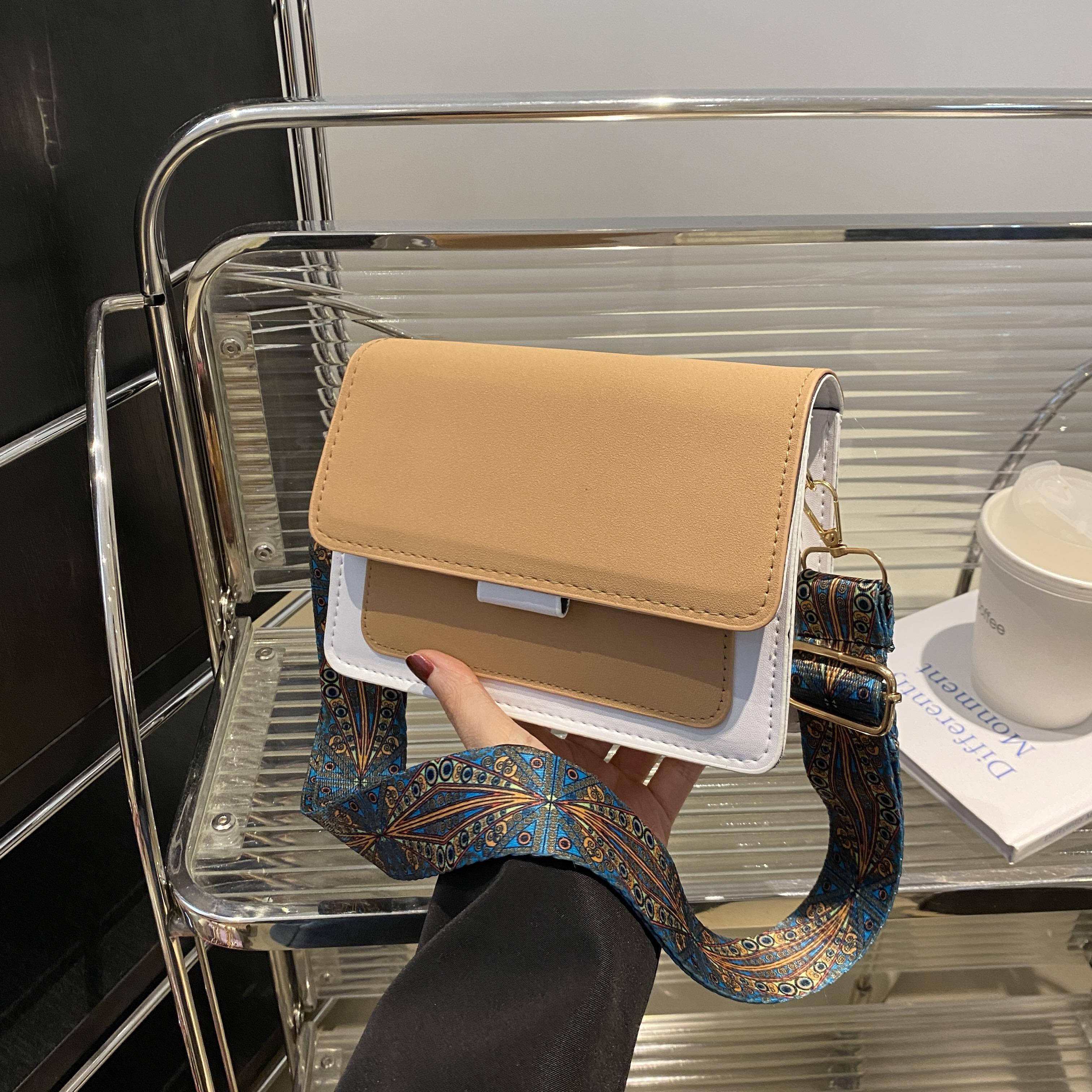 

Сумка через плечо из ПУ для женщин, износостойкая сумка через плечо с контрастным клапаном, повседневная женская, для поездок на работу, женская мода