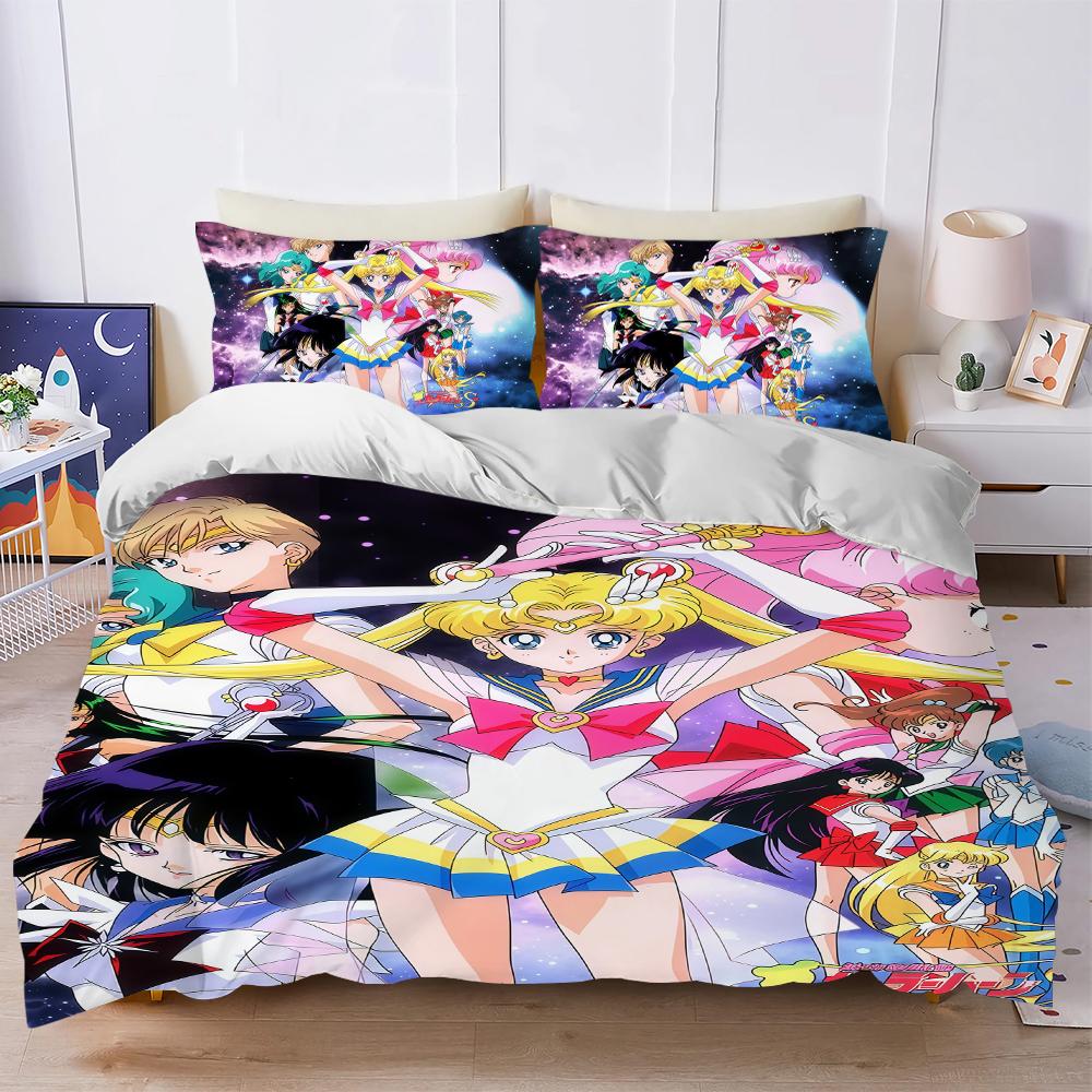 S-SAILOR Girl M-MOON Duvet Cover Set Soft Wash Bed 3 Piece Summer Comfortable Student Dormitory Home Baby Bedding Best seller