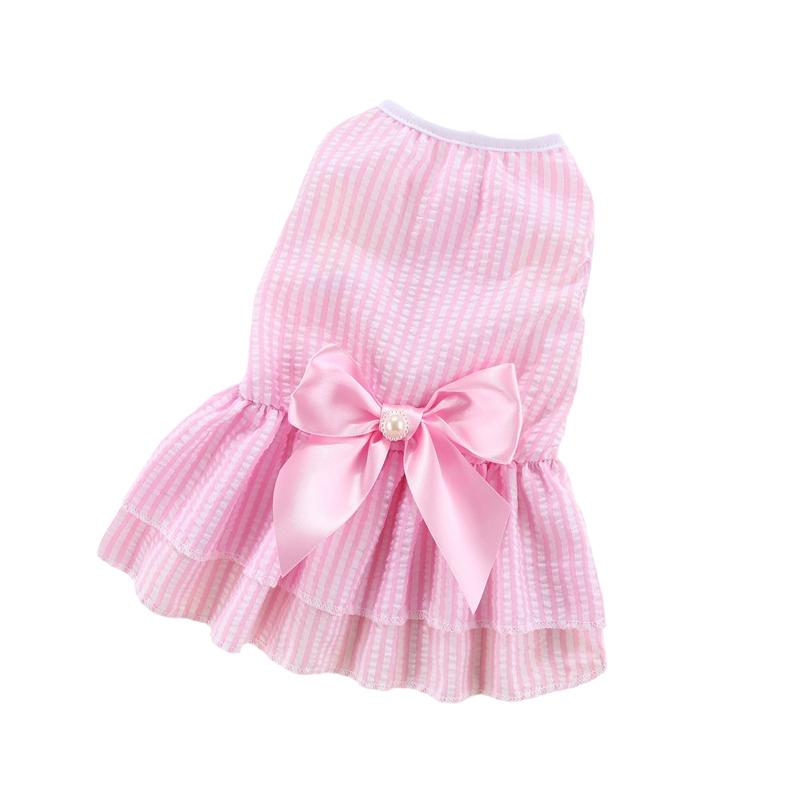 Cat Puppy Princess Dress Summer Pet Clothes Striped Plaid Dresses with Bow for Cats Kitten Rabbit Sphynx Clothing Ropa Para Gato