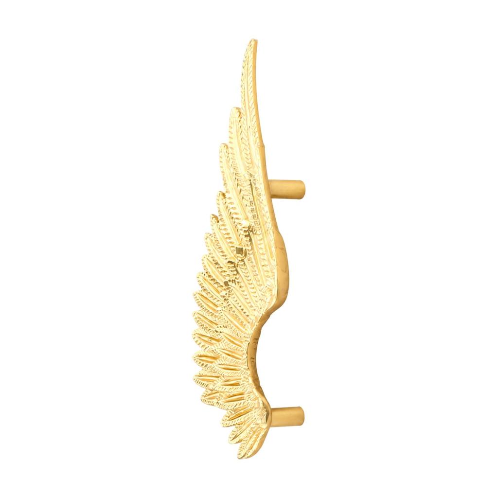 Angel Wing Cabinet Handle Unique BrassFinish Drawer Pull Decorative FeatherTextured Wardrobe