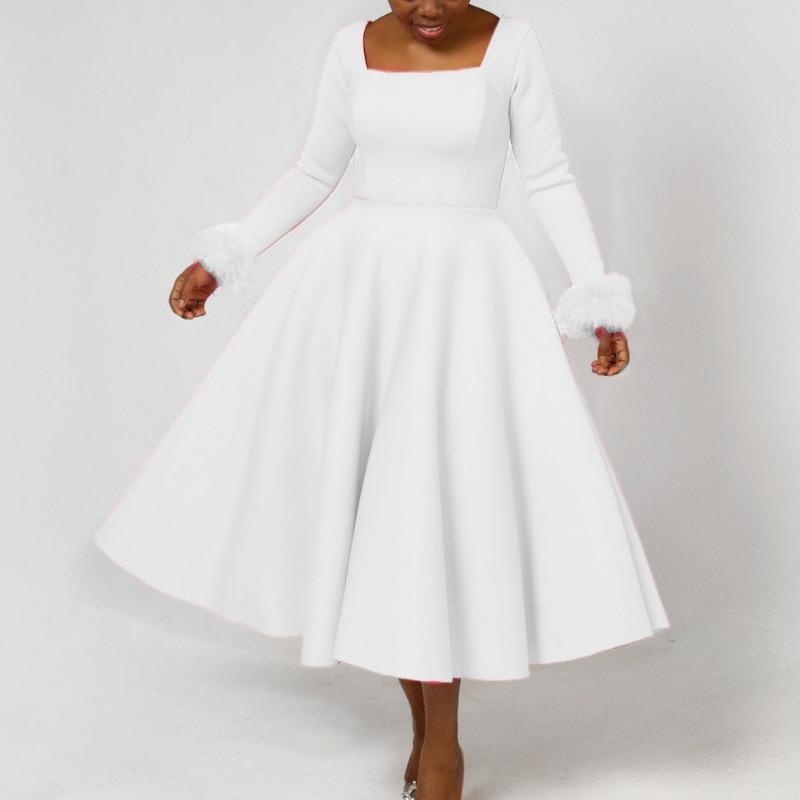 Party ress winter temperament elegant fluffy decoration big skirt dress dress