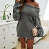 European-American Off-the-Shoulder Knit Sweater: One-Shoulder, Loose, Long Sleeve, Mid-Length, Solid Color, Lazy Style for Women.