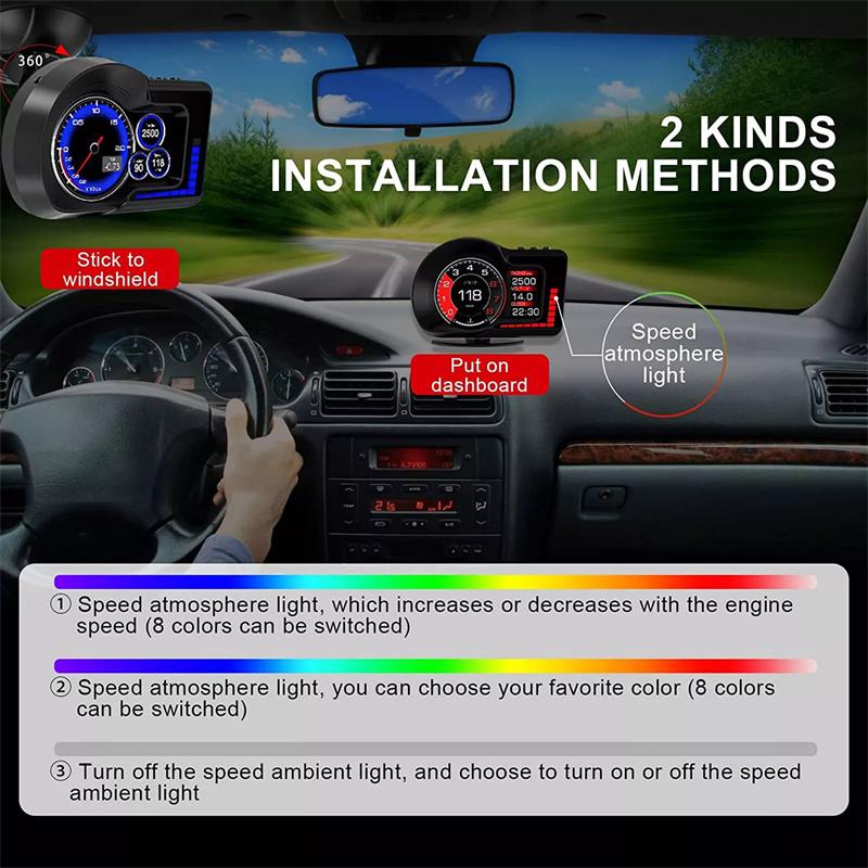 Obd Gps Dual System Rpm Gauge Speedometer Milometer F15 Car Head Up Display Hud 6 Alarm Functions Accelerated Test