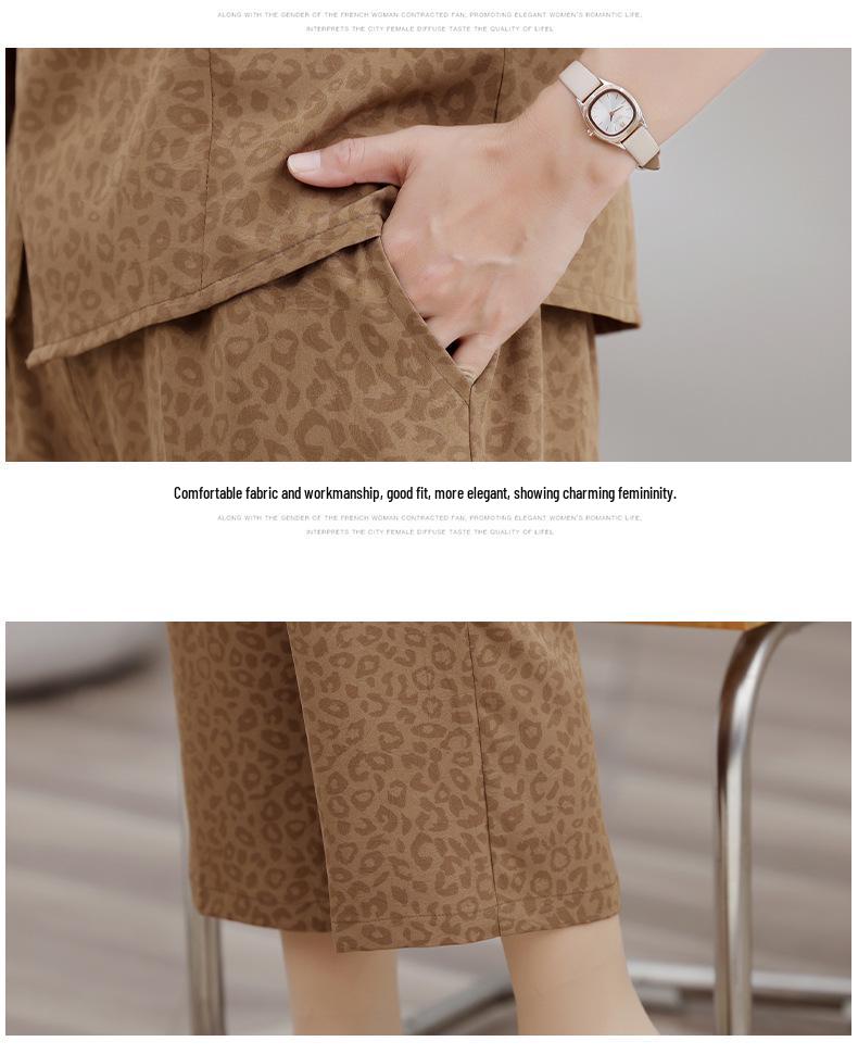 Stylish V-Neck Summer Two-Piece Set for Middle-Aged and Elderly Women