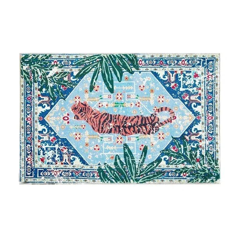 Moroccan-Inspired Tiger Living Room Carpet Ethnic Rug Large Easy-Clean Washable Non-slip Bedroom Stylish Home Decor Floor Mat