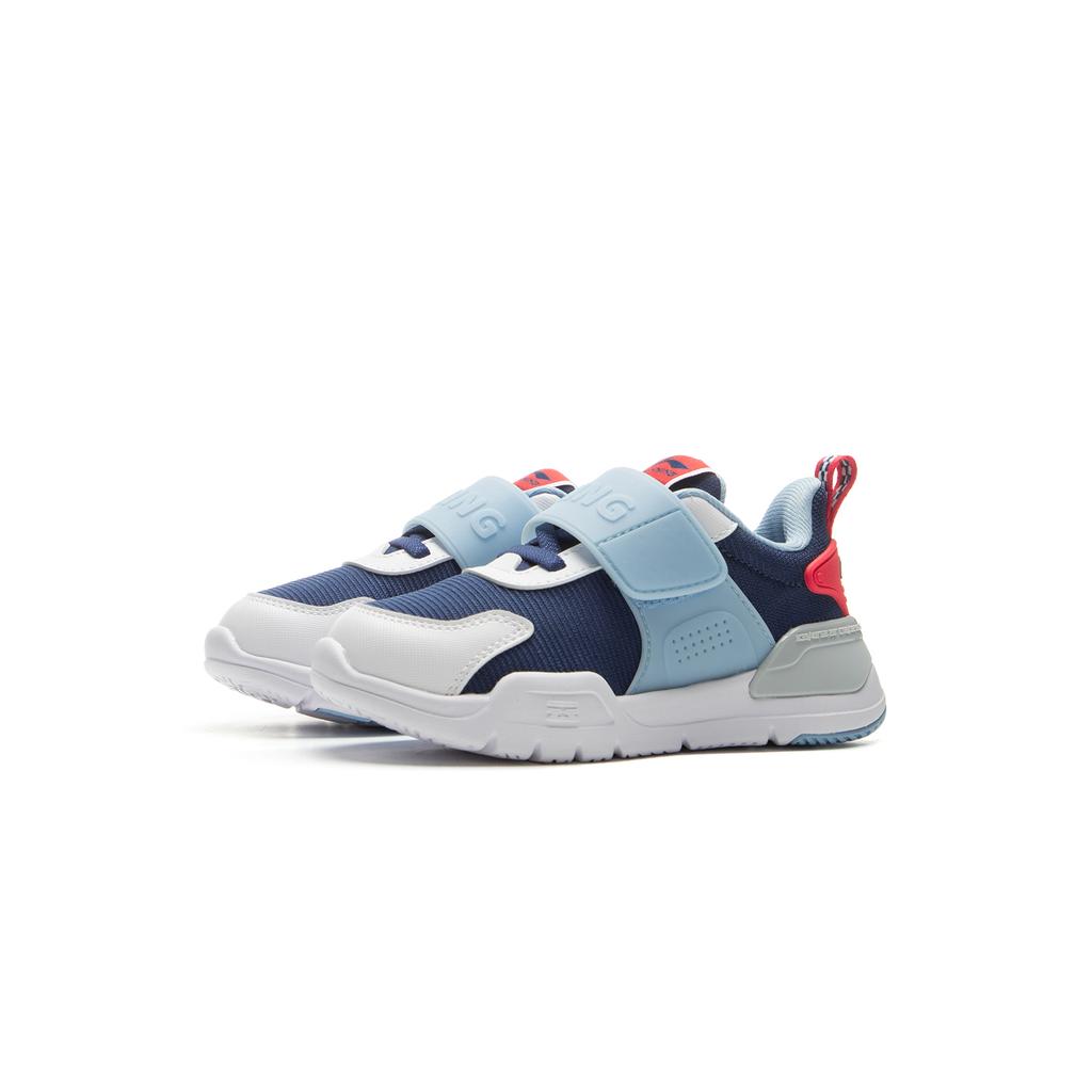 Li Ning Kids Sports Lifestyle Series Antibacterial Comfortable Casual Shoes Kids Casual Shoes Deep-Navy Aurora-Blue Standard-White YKNU118-3