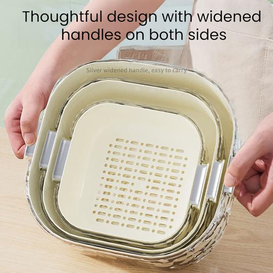3Pcs/Set Kitchen Strainer Colander Bowl Stackable Drain Basket Food Strainers Multi-Layer Vegetable Washing Basket for Fruit Spaghetti