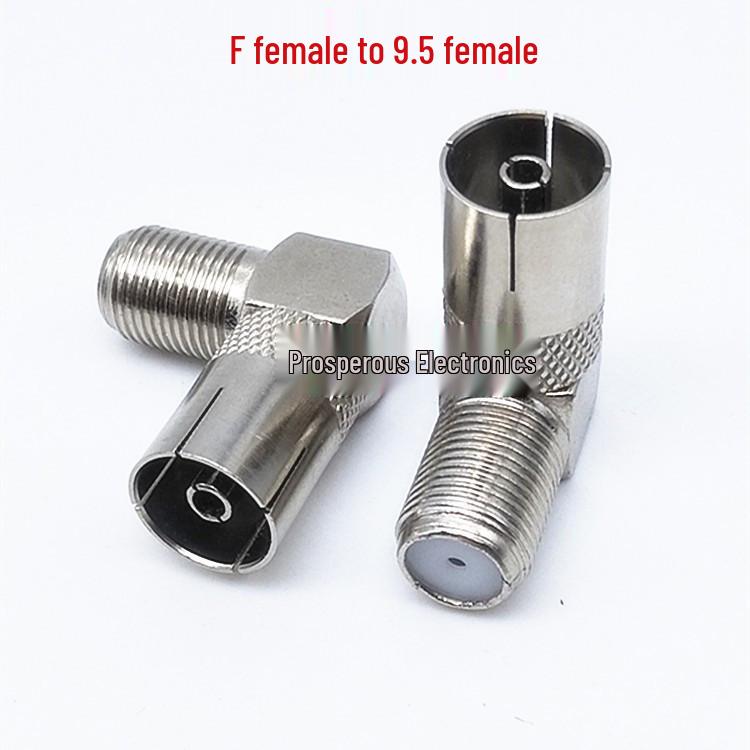 90° Right Angle F Female to 9.5TV Female RF Adapter for British TV 