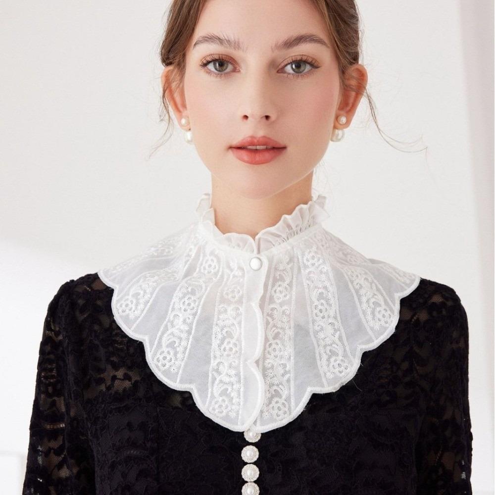 Removable Women Fake Collar Lace Detachable Collar Vintage Embroidered Ruffle Collar  Fashion