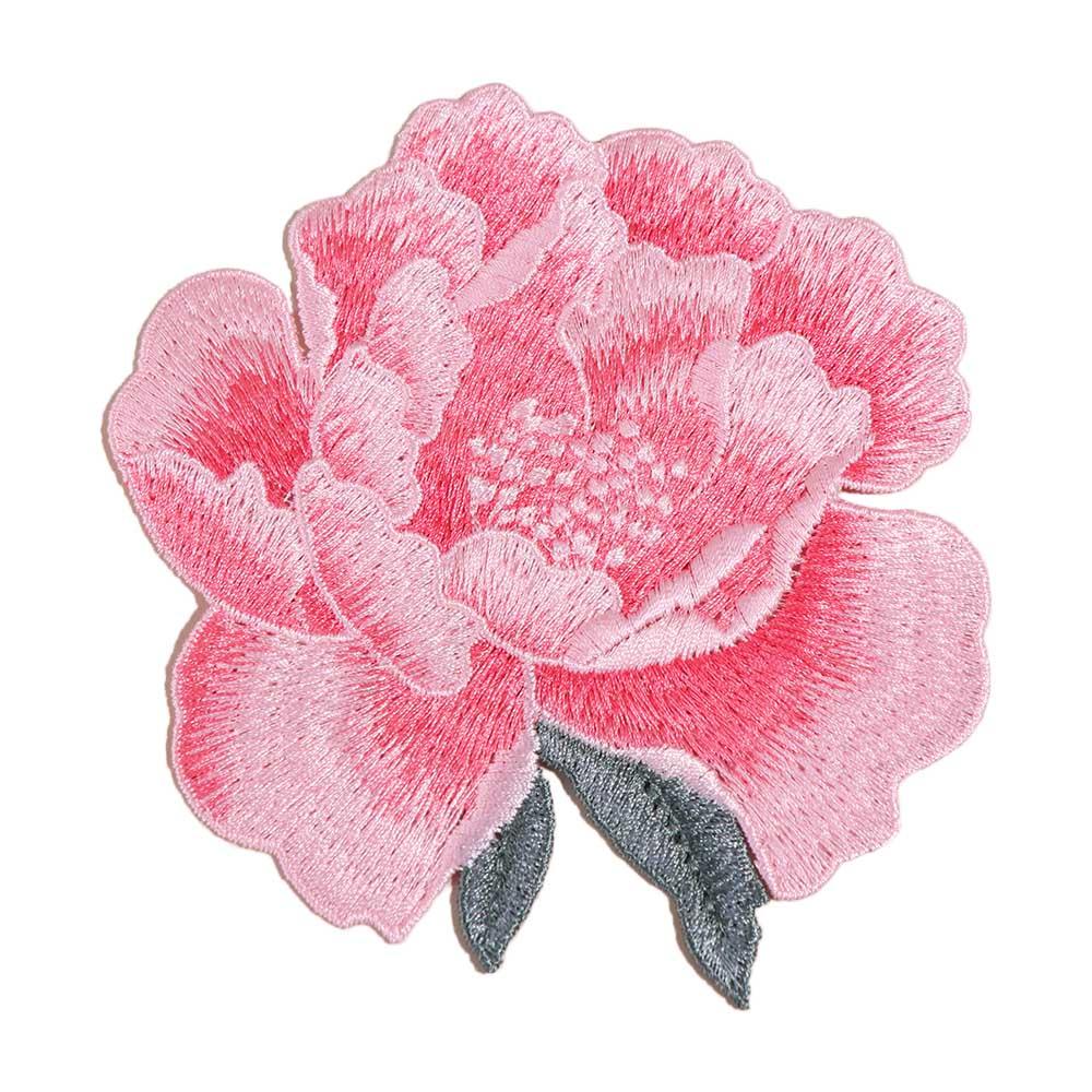 Sew on Peony Flower Embroidered Patches Elegant Exquisite Clothing Applique DIY Chinese Style Clothes Patches Sewing розовый