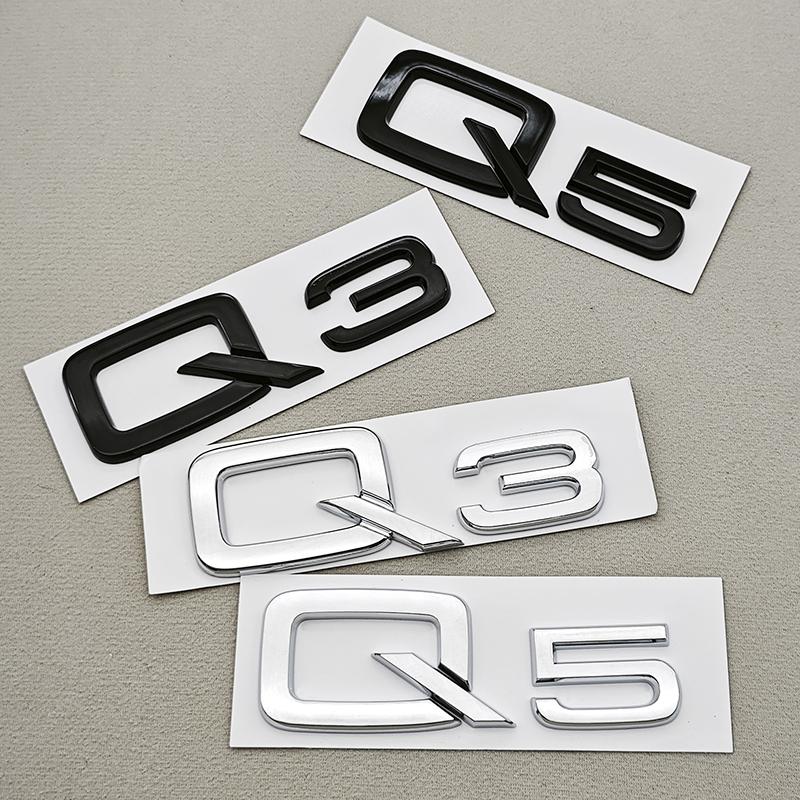 2026 Hot 3D ABS Chrome Black Car Letters Q3 Q5 Logo Rear Trunk Badge Emblem Decals For Audi TFSI Q3 Q5 8U 8R 80A Auto Accessories