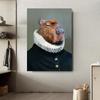 Funny Cute Animal Capybara in Suit Gentleman Drinking Art Posters Canvas Painting Wall Prints Picture for Living Room Home Decor