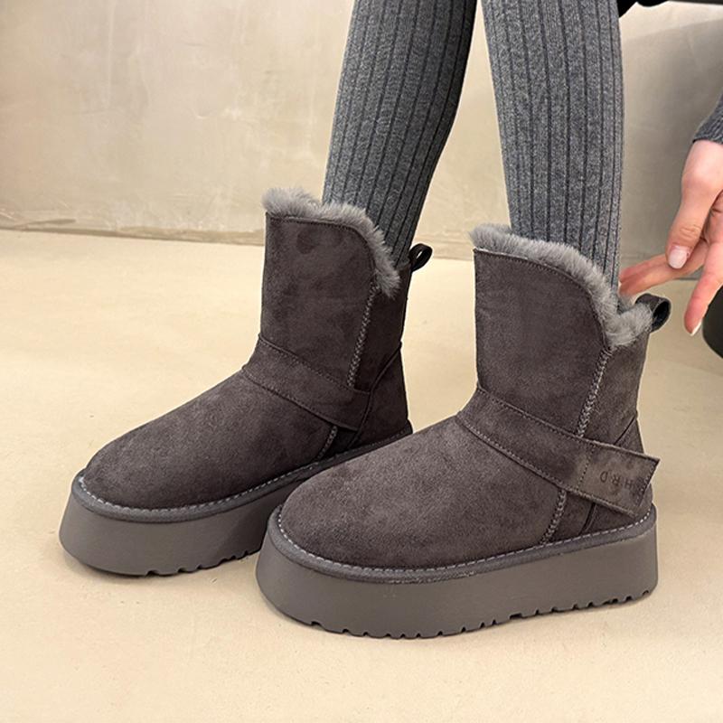 Snow Boots for Women Fur Flats Platform Suede Fashion Shoes  Winter  Cotton Shoes Comfort Winter Short Plush Boots Femme