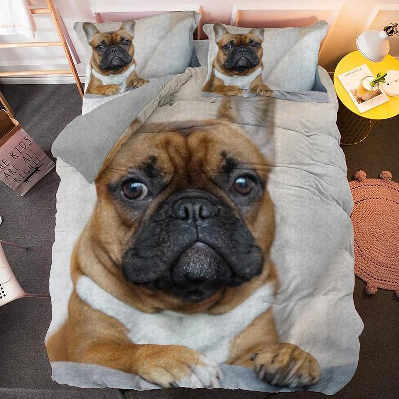 Bulldog Bedding Set Pet Animal Dog Duvet Cover for Boys Adult Bedclothes Covers Comforter Sets Cute Bed Sheets