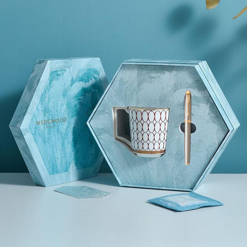 Wedgwood Rose Gold Mug & Parker IM Twilight Pen Set