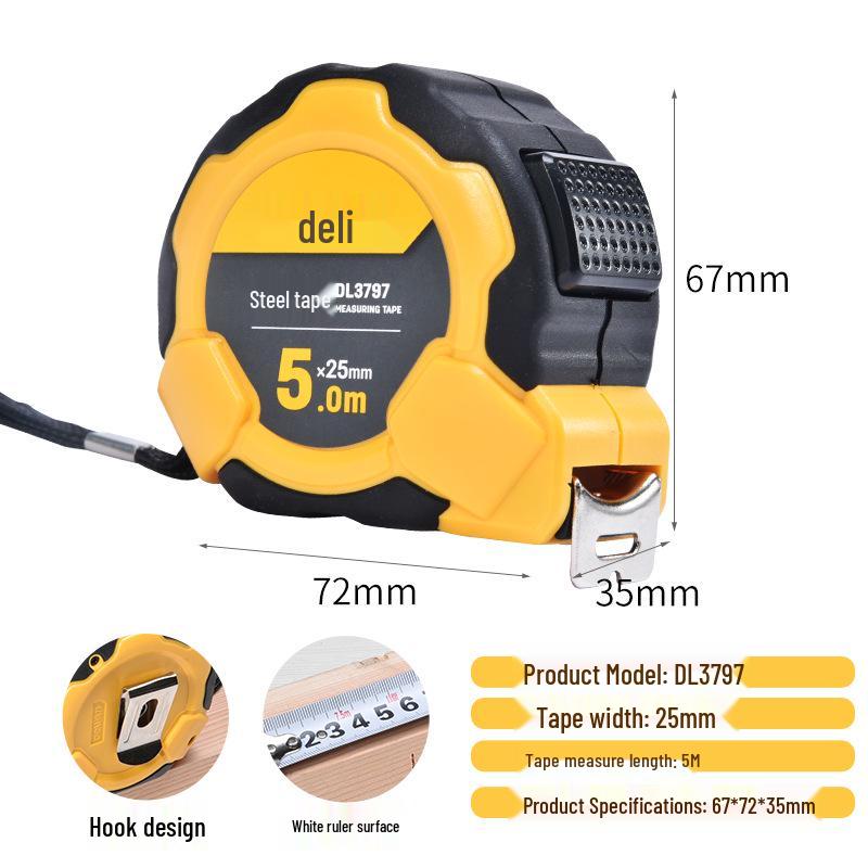 Deli Portable Steel Measuring Tape - Multiple Sizes (3m/5m/7m/10m) for Drafting and Calculations