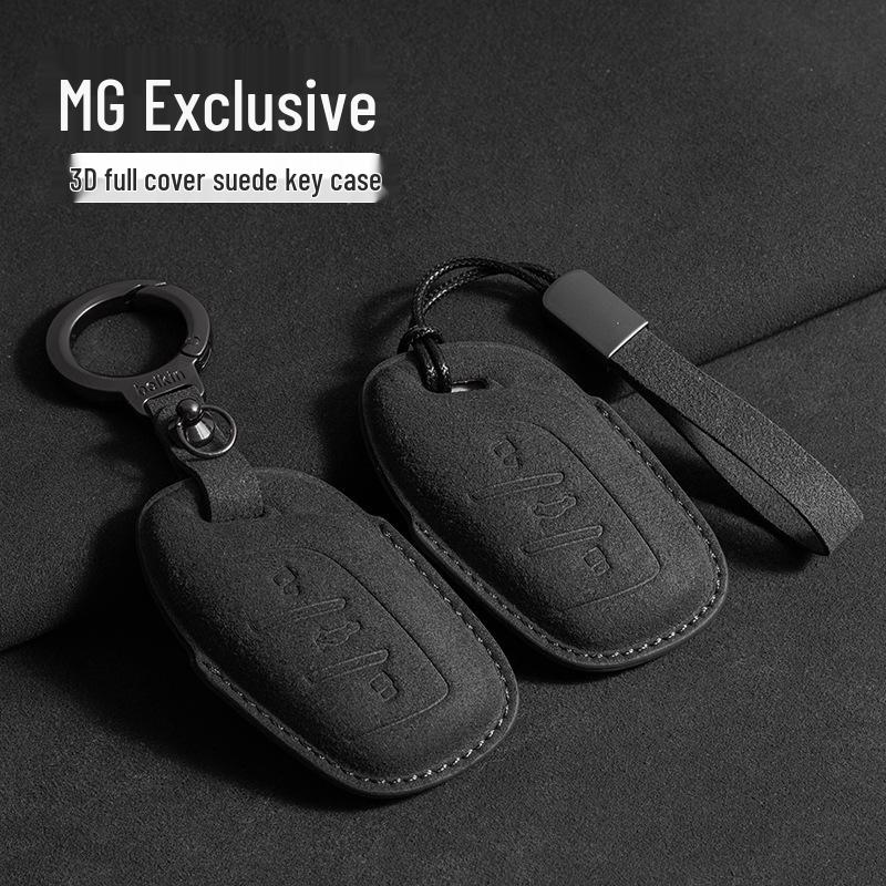 MG Car Key Case for MG5, ZS, MG6, MG4-6: Suede Shield & Buckle Style