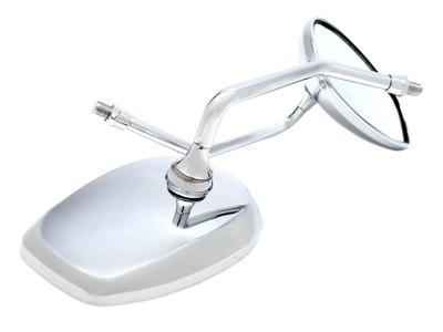 Nakira Oval Motorcycle Universal Set of 2 and for Mirrors, 10mm, (Left Right), PCX, Grom, CB400SF, Etc. (NKR0001246) (Plated Silver)